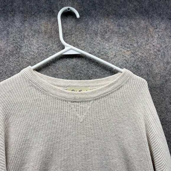 Eddie Bauer Sweater Mens Medium Beige Waffle Knit Crewneck 100% Cotton USA - Picture 5 of 12